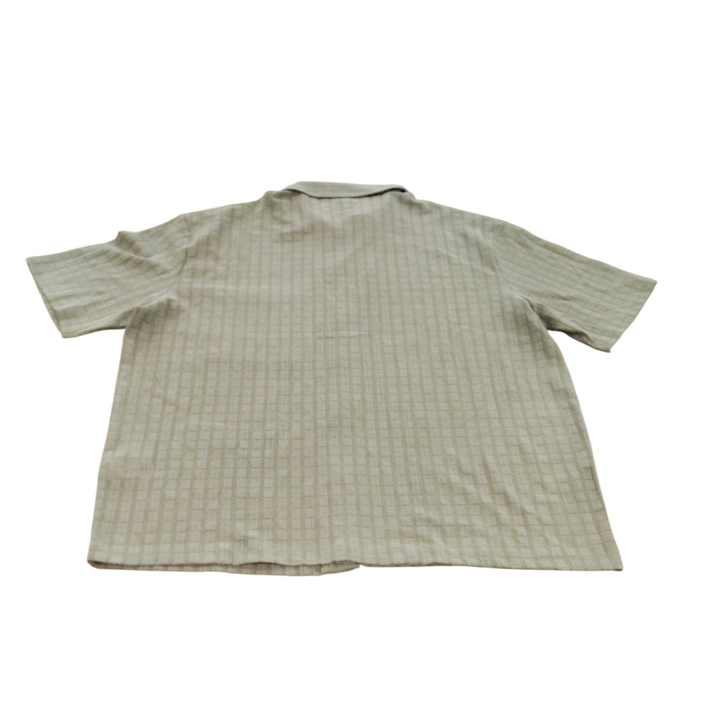 River Island Short Sleeve Shirt L Men's Casual Green Waffle Pattern Button Up