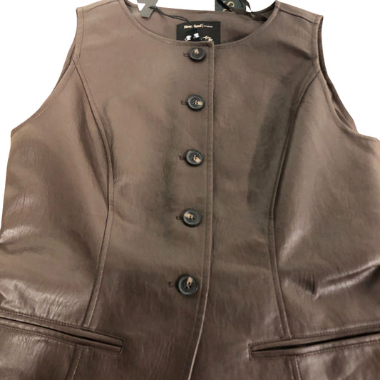 River Island Brown Sleeveless Vest Size 12 Women's Lightweight Button Up