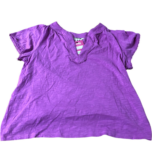 Ava Trim Top Women's Purple Short Sleeve Cotton V Neck UK12