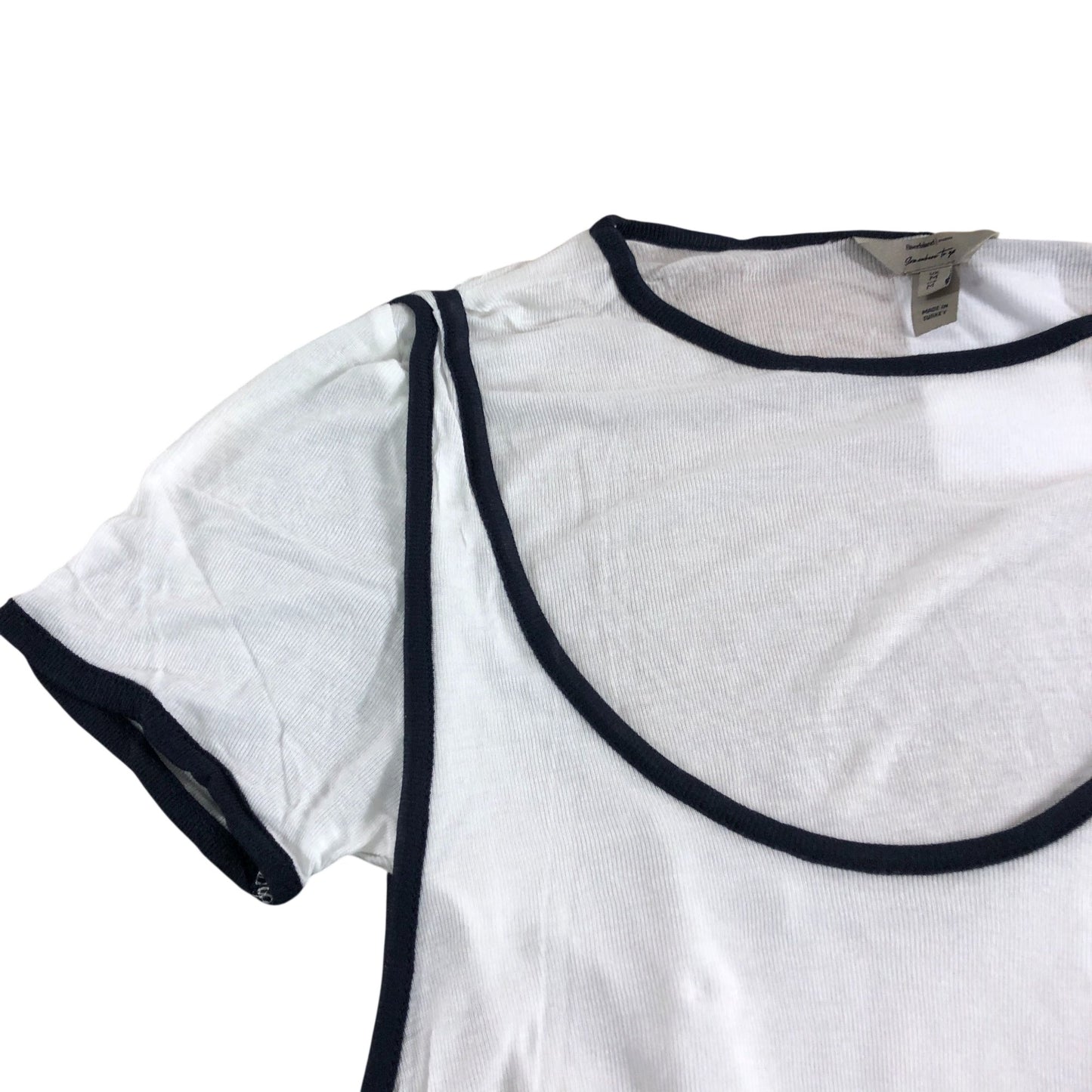 River Island 2 In 1 Vest T-Shirt UK M Women's White Short Sleeve