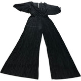 River Island UK8 Women's Black Pleated Jumpsuit Wide Leg Bell Sleeve