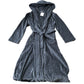 Dark Grey Fleece Hooded Robe 100% Organic Cotton Dressing Gown Size XS