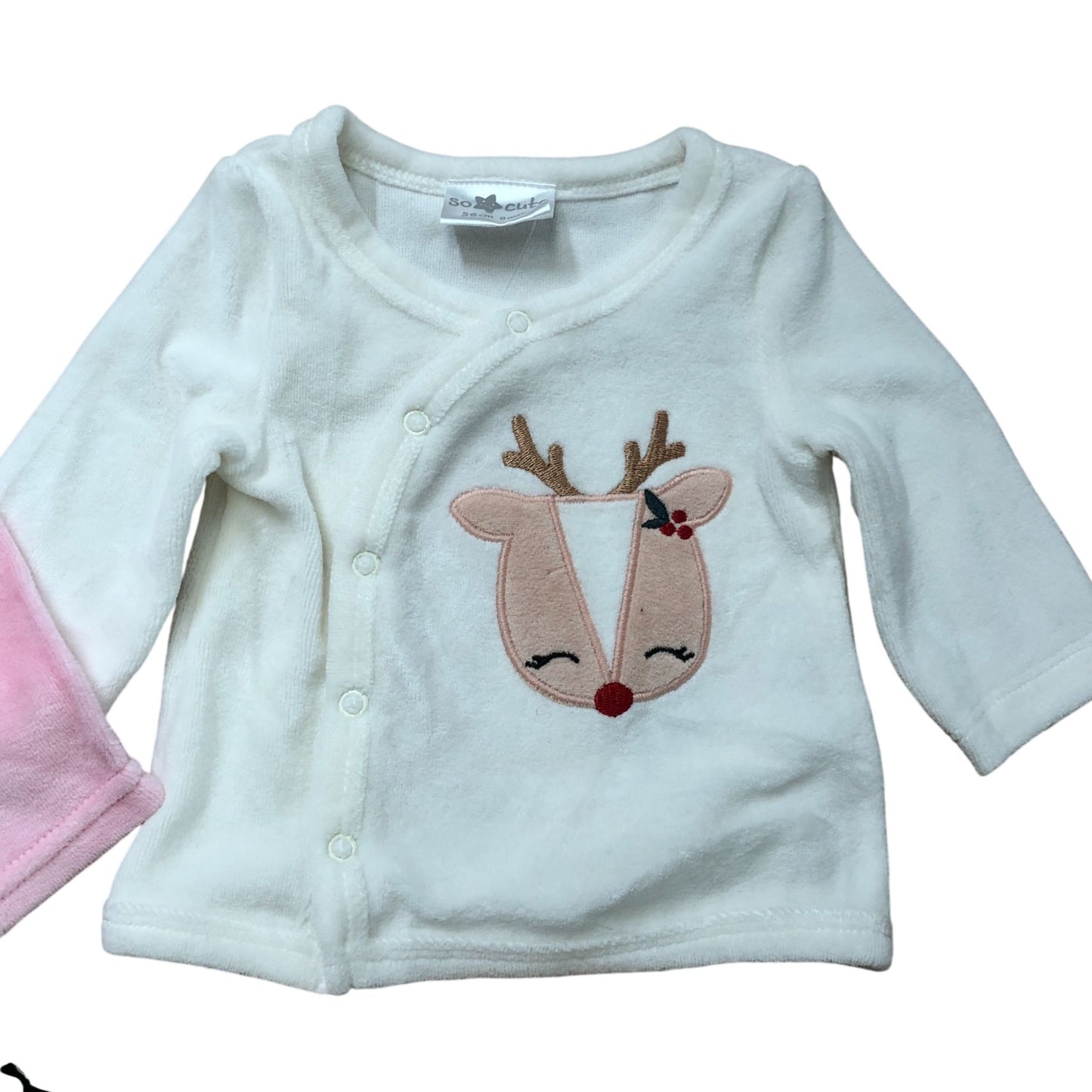 Pink Cat Baby Romper Reindeer Top & Pants Set 0 Months Newborn