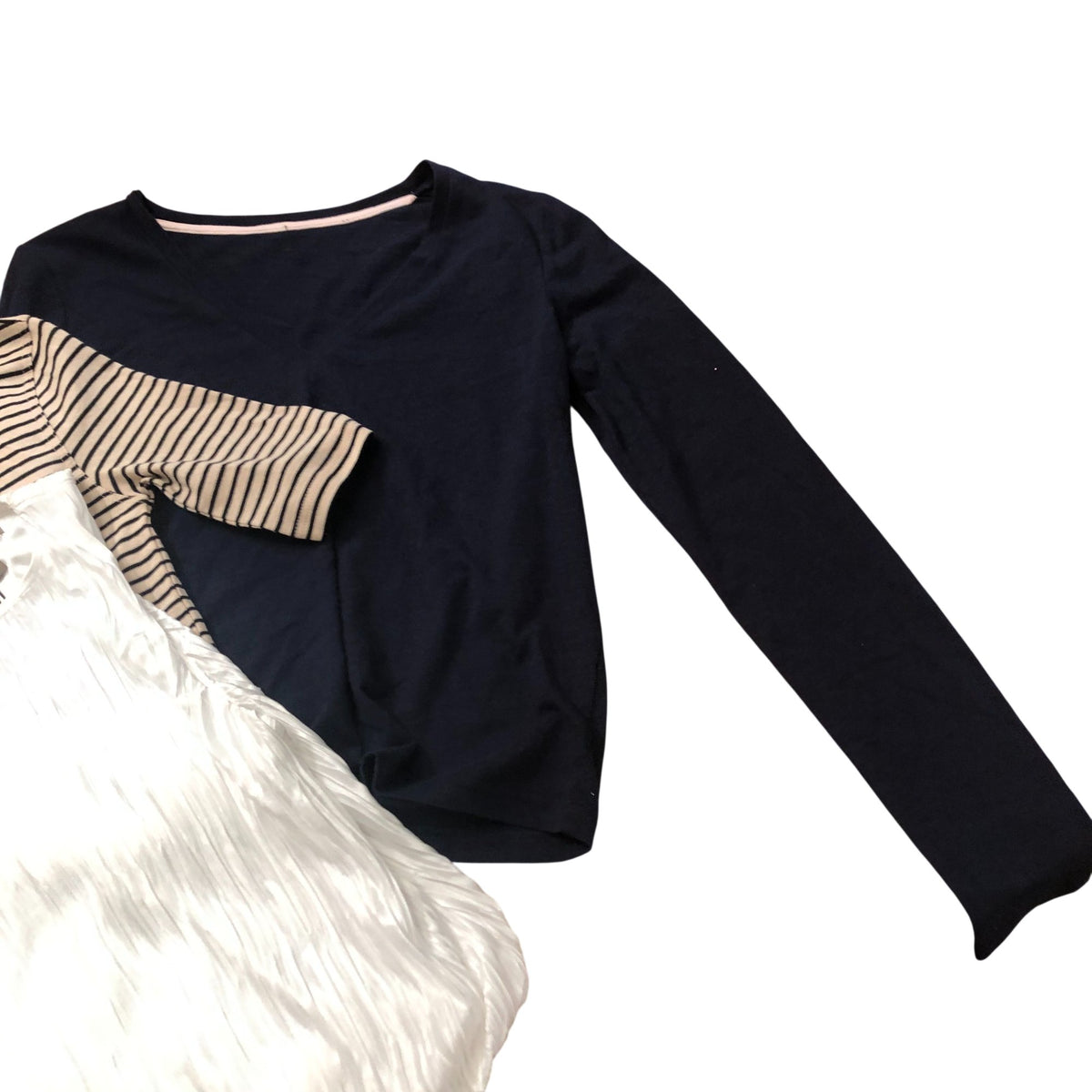 Women's T-Shirts White Striped Navy Blue Lot of 3 Fashion Tops UK6 Bundle