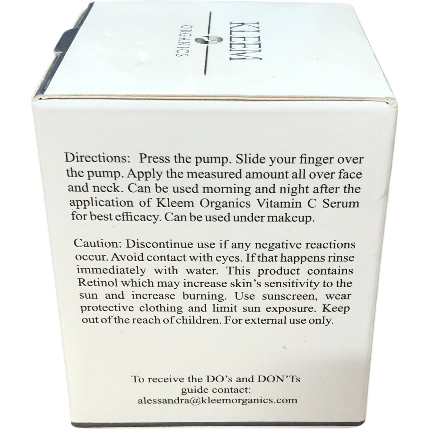 KLEEM Organics Advanced Retinol Moisturiser 50ml Age Defying Skin Care Treatment