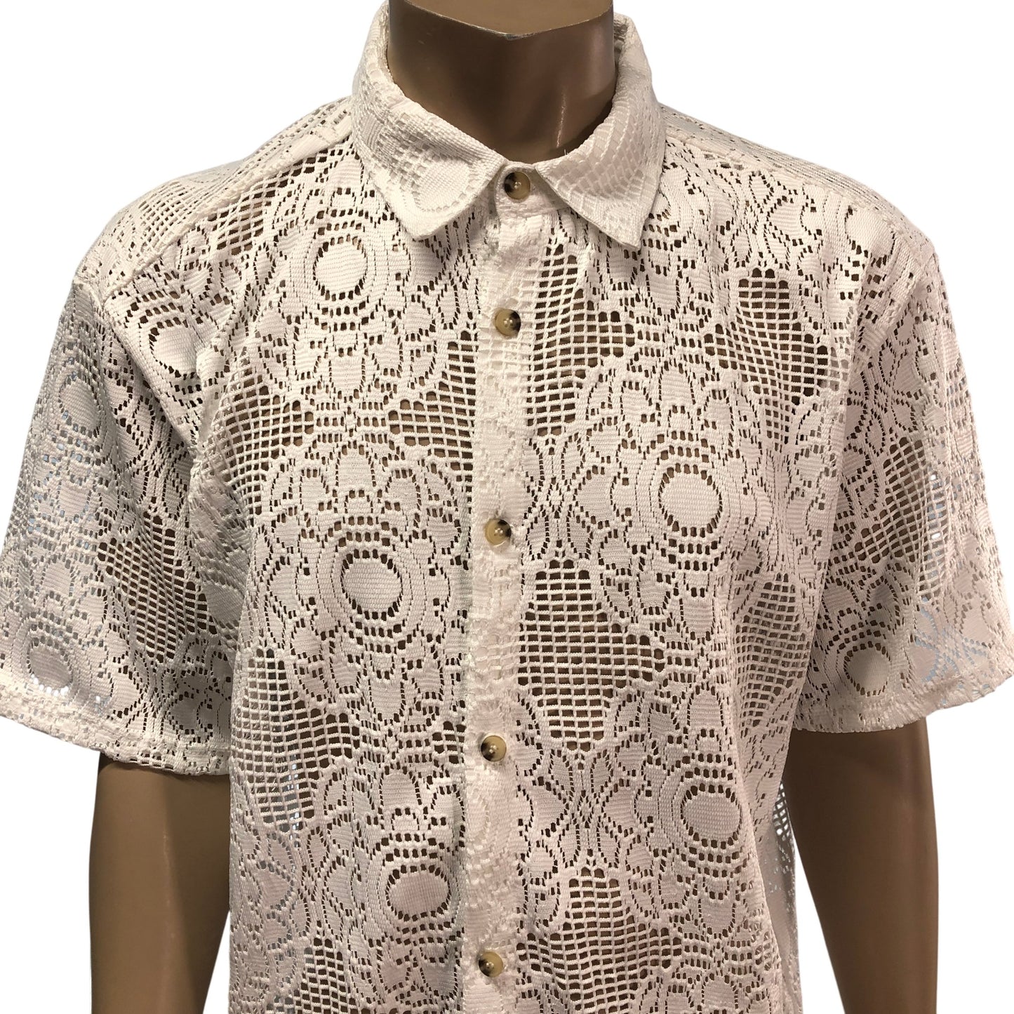 River Island Men's Lace Floral Pattern Shirt UK XL Casual Button Up