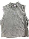 River Island Girls Ribbed Vest Top 11-12YRS Kids Light Green Cotton Sleeveless