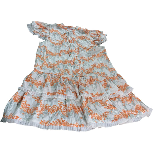 Branded Orange Floral Print Mini Dress - Size 16