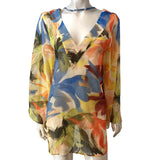 River Island V Neck Floral Print Dress Women's Long Sleeve Size XS Lightweight