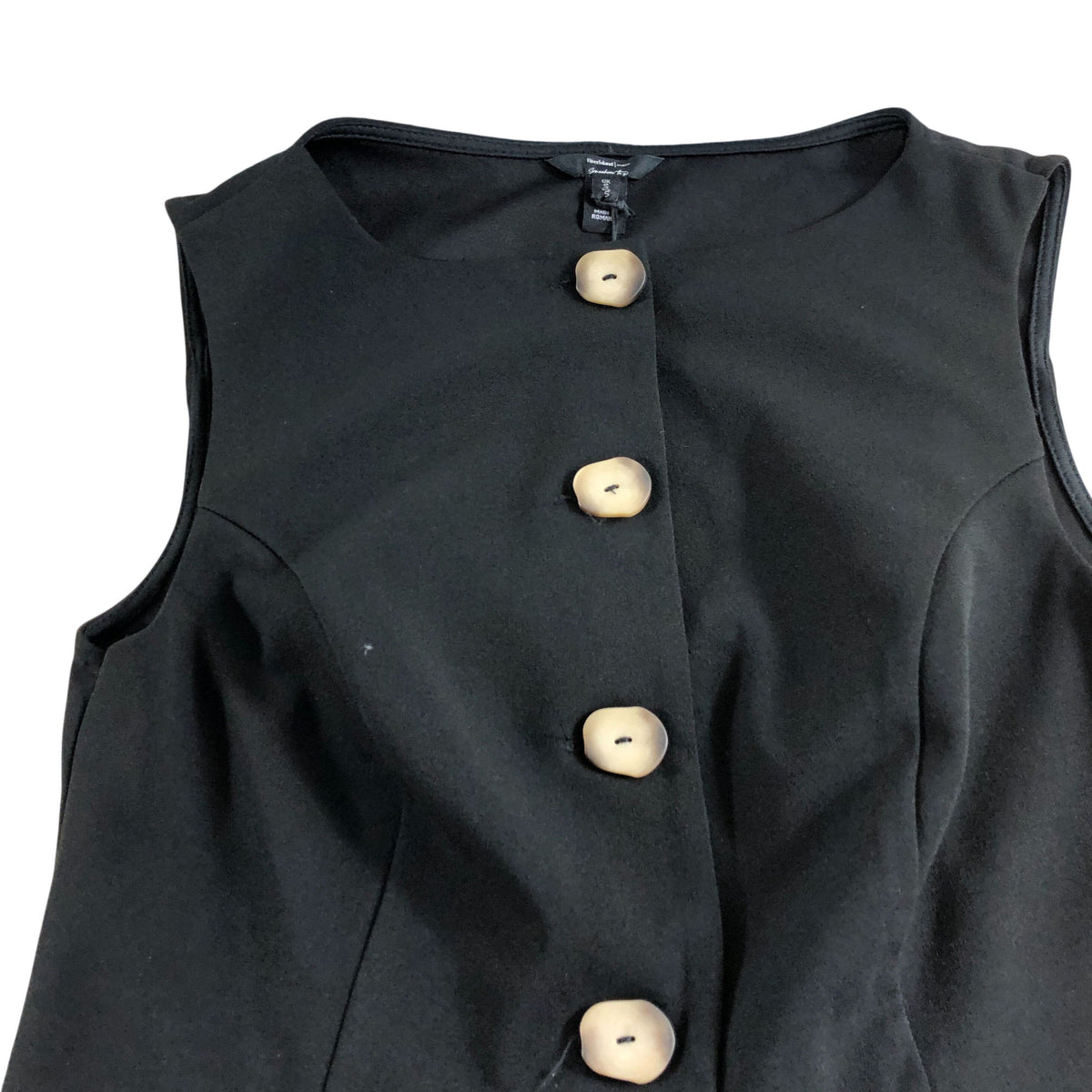 Black Buttoned Up Waistcoat - Size Small