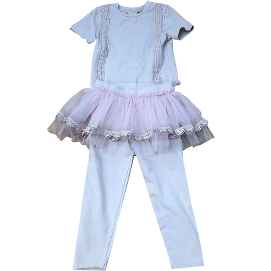 River Island Girls Pink Tutu Dress Leggings Outfit 2-3 Years