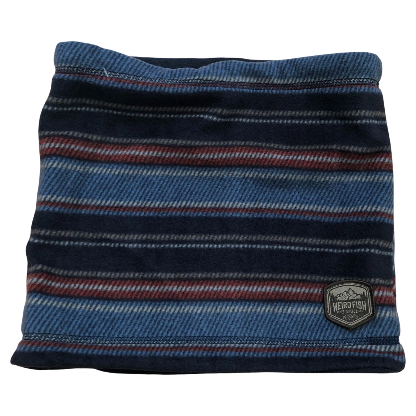 Weird Fish Reversable Gaiter Neck Warmer Navy Blue and Striped Fleece