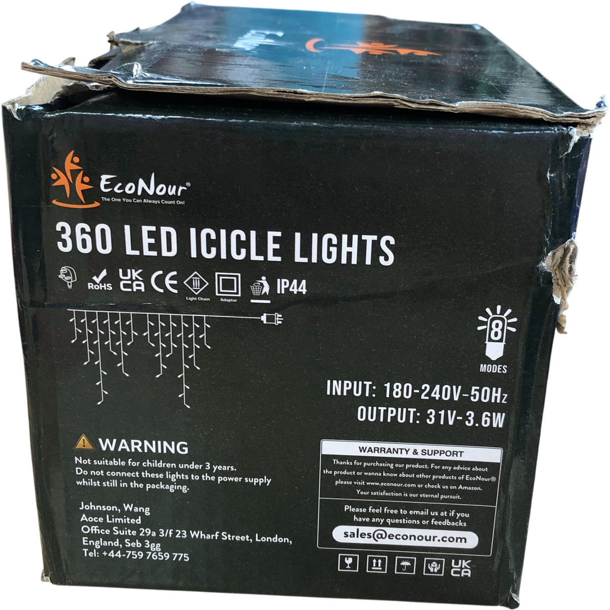 Econour 360 LED Icicle Lights Multi Colour Outdoor Decorative Lights 10M