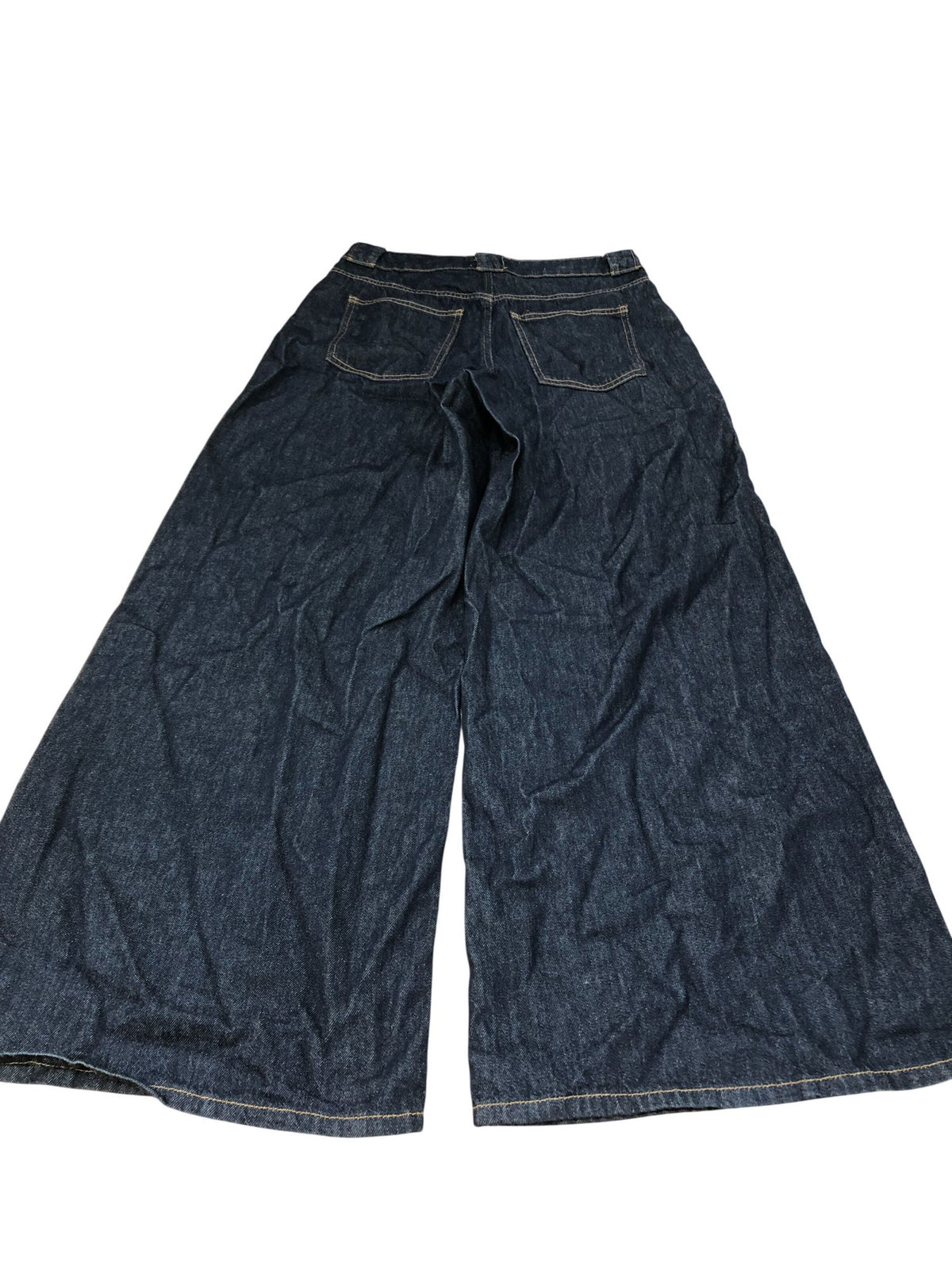 River Island Wide Leg Jeans Size 12 Women's Dark Blue Cotton Flared Trousers