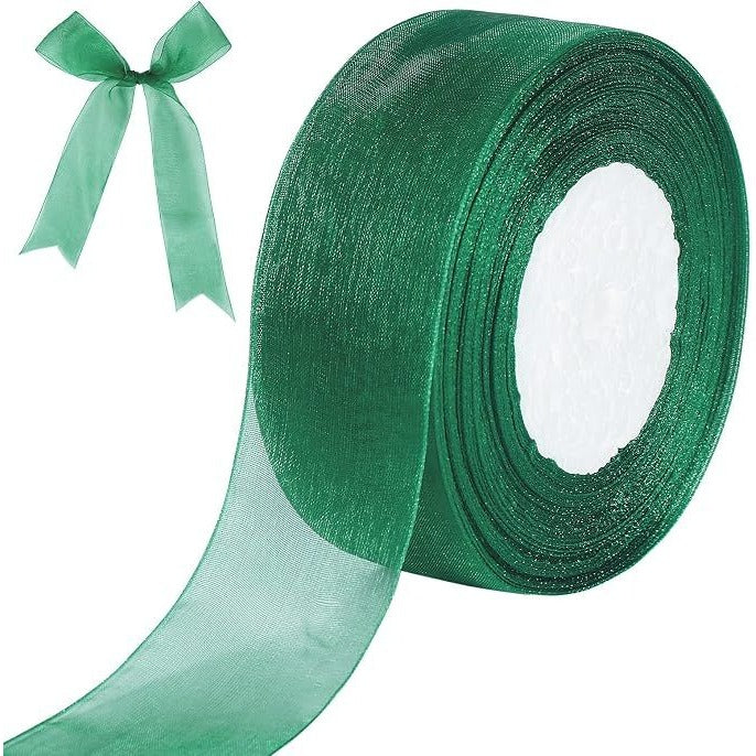 Organza Ribbon 1 1/2 Inch Wide 100 Yards Dark Green