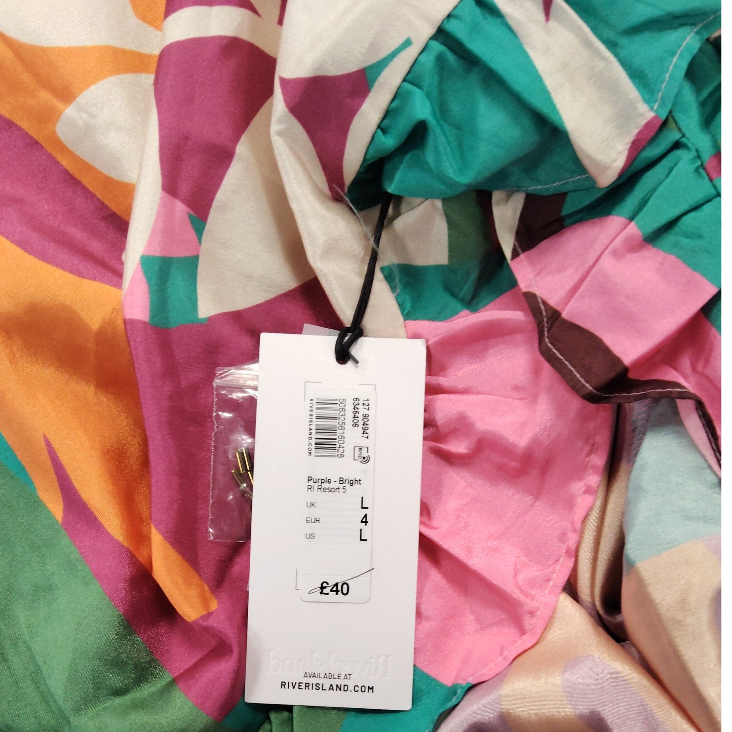 Rivers Island Bright Purple Floral Dress UK L Women’s Ruffle Resort Wear