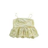 River Island Women's Yellow Floral Embroidered Crop Top UK10 Summer Style