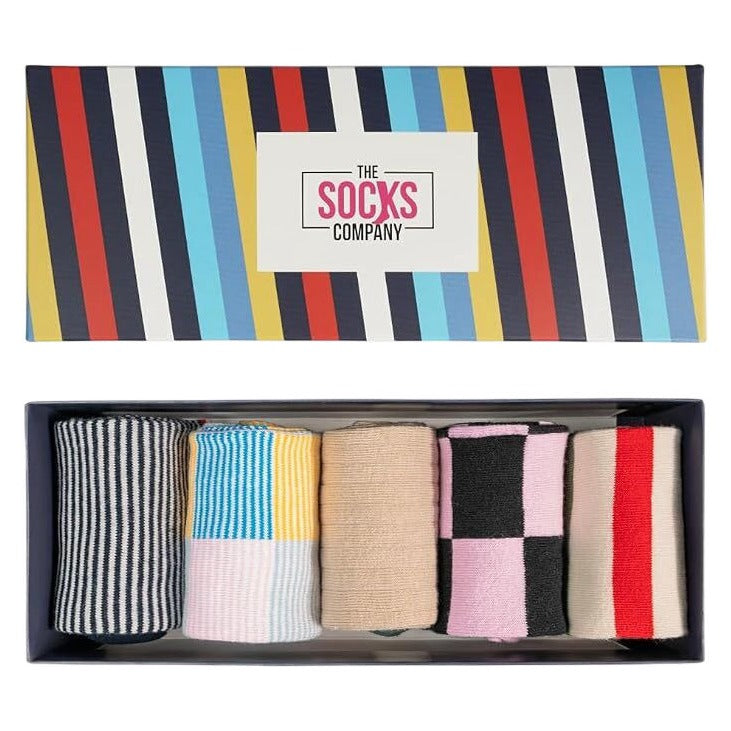 The Socks Company Women's 5 Pack Colourful Crew Socks Size UK 3.5-7