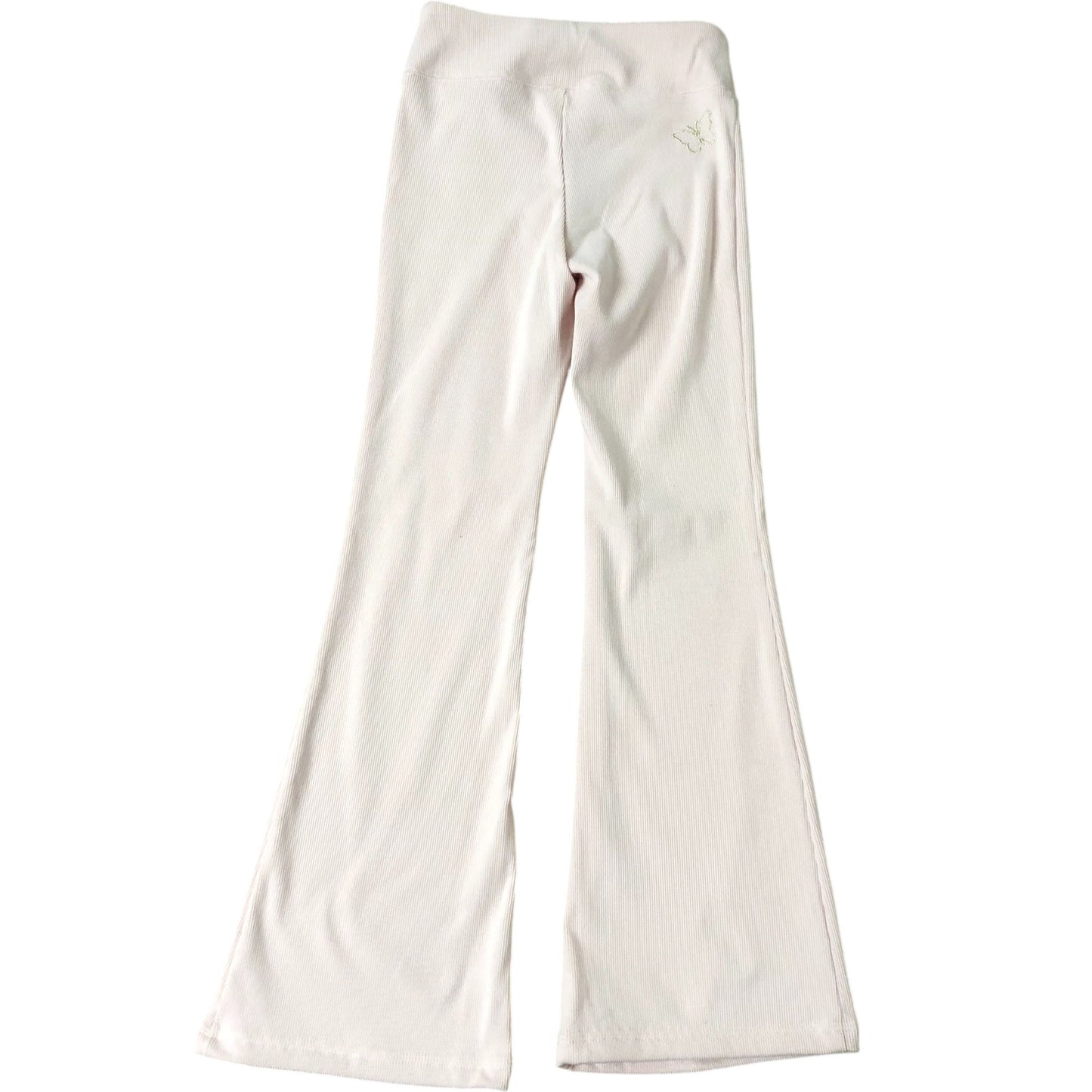 Girls YPB Rib Mini Flare Leggings 7-8 Years Pink Ribbed Butterfly Detail