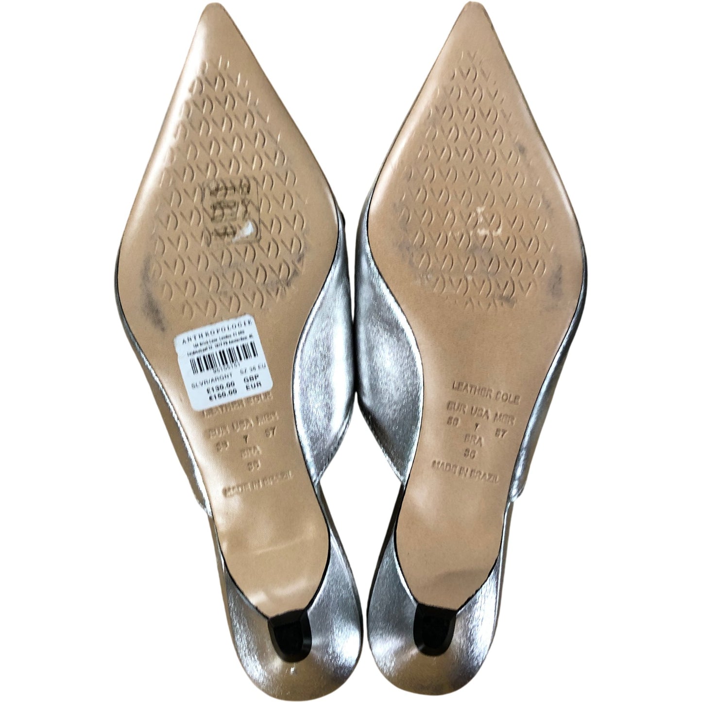Vicenza Maeve Bow Mules UK5 Women's Silver Pointed Toe Heels