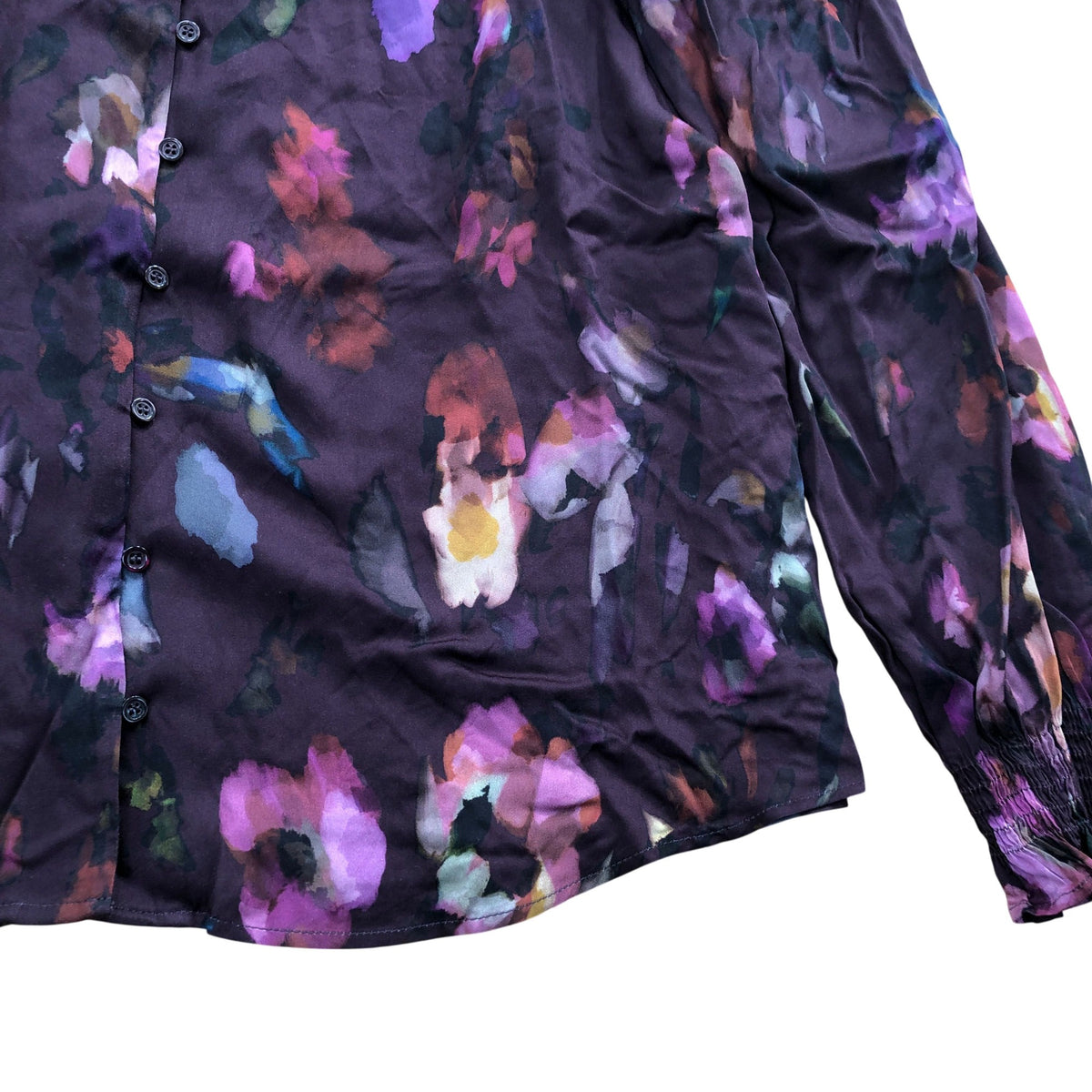 Baukjen Sabrina Printed Blouse Plum Watercolour Floral Size 16