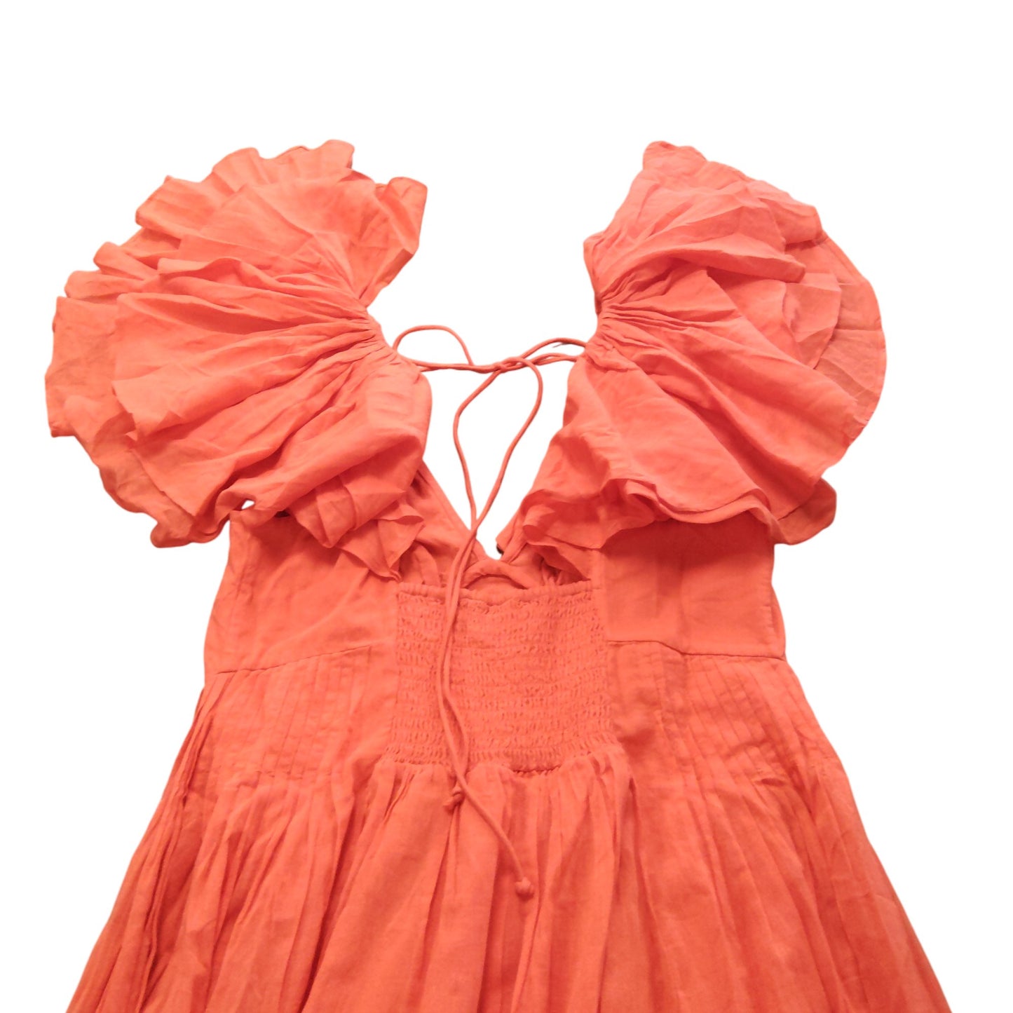 River Island UK10 Women's Orange Puff Sleeve Maxi Dress Boho Style Summer