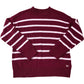 Crew Clothing Company Striped Sweater Size 14 Women's Burgundy Cotton Knit