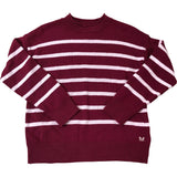 Crew Clothing Company Striped Sweater Size 14 Women's Burgundy Cotton Knit