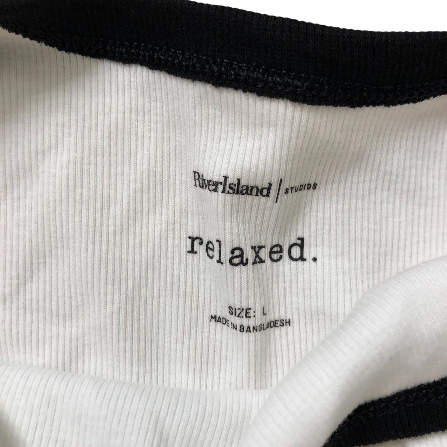 River Island Relaxed Camisole Top Size L Women's White With Black Trim