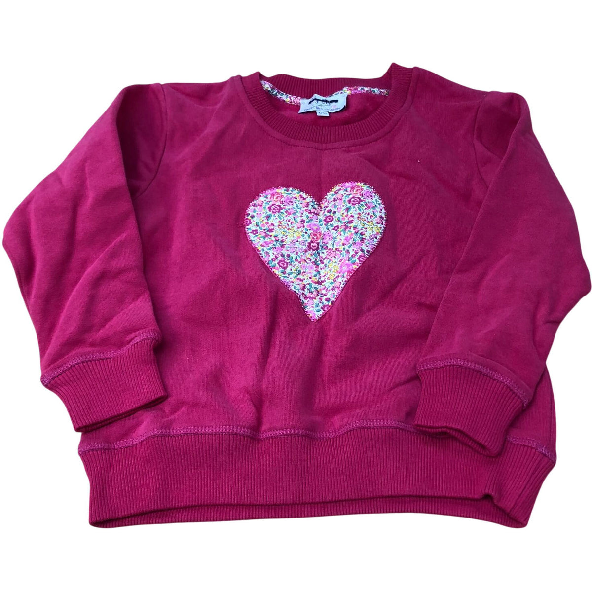 Trotters Kid's Sweatshirt Size 4-5 Years Girls Floral Heart Design Pink Cotton
