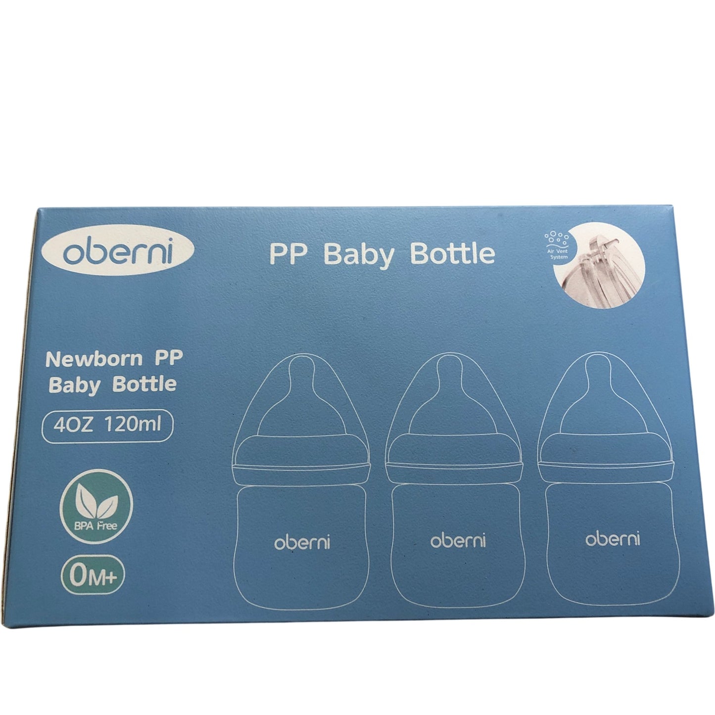 Oberni PP Baby Bottles Set Of 3 Newborn BPA Free 120ml Teat Gift Boxed