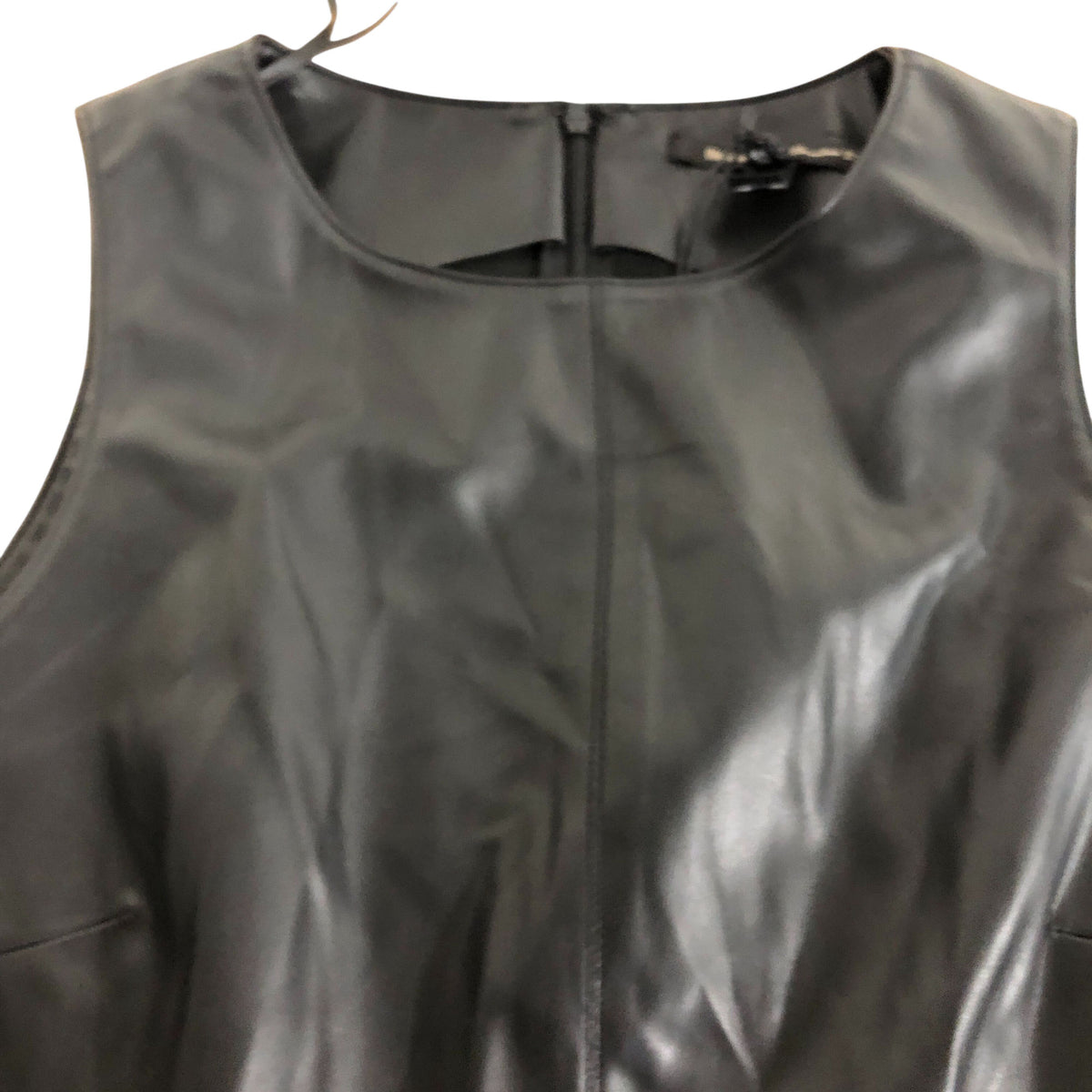 River Island Peplum Top Size UK12 Women's Black Faux Leather Lightweight