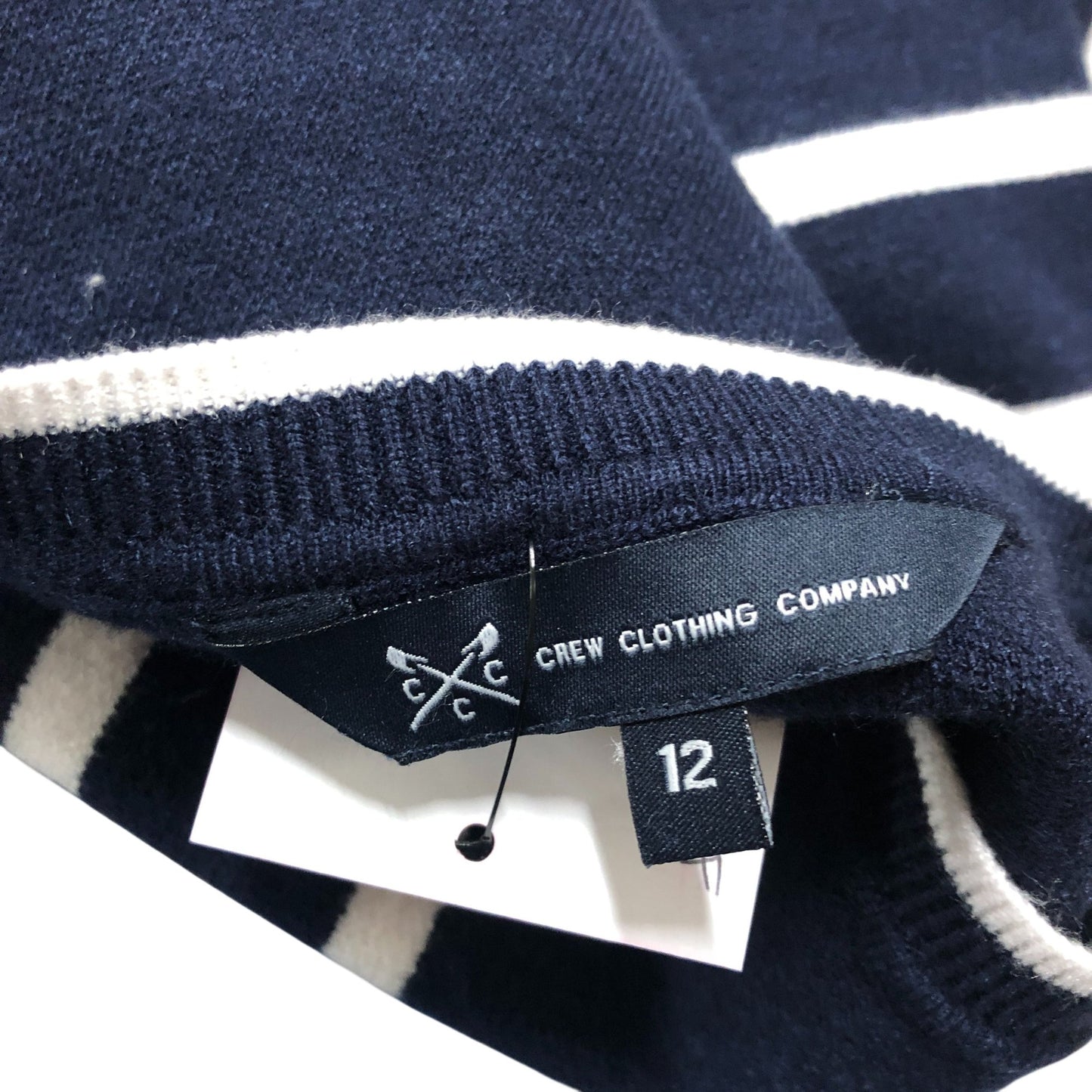Crew Clothing Company Stripe Jumper Size 12 Women's Navy White Short Sleeve