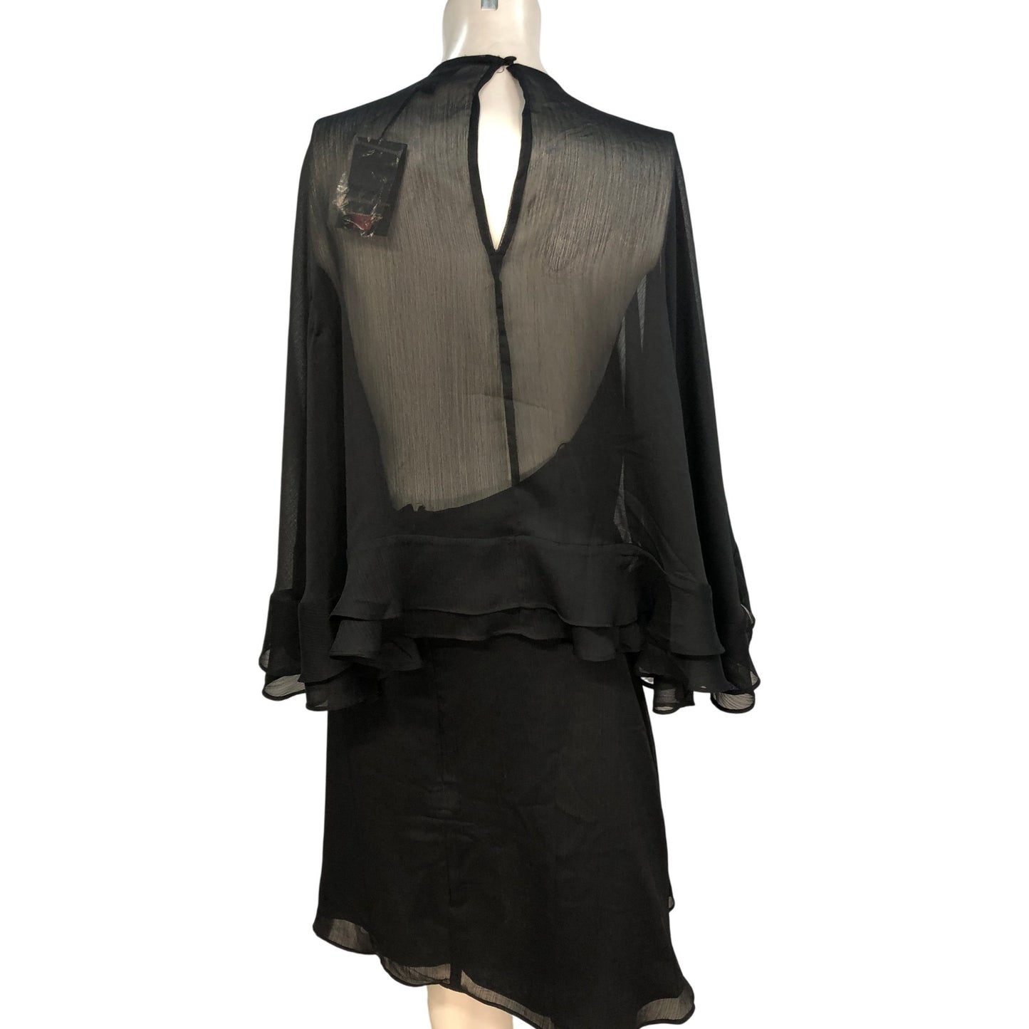 River Island Black Sheer Dress UK14 Women's Flowing Lightweight Layered Style