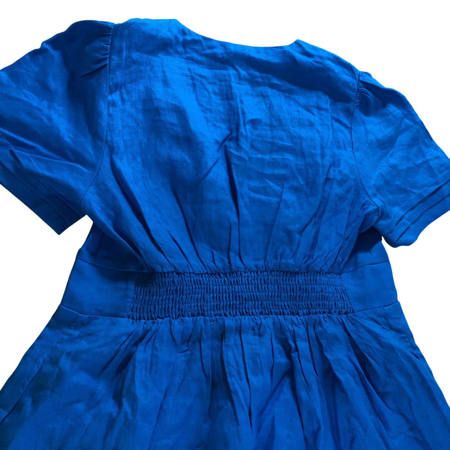 Branded Petite Blue Linen Short Dress - Size 12