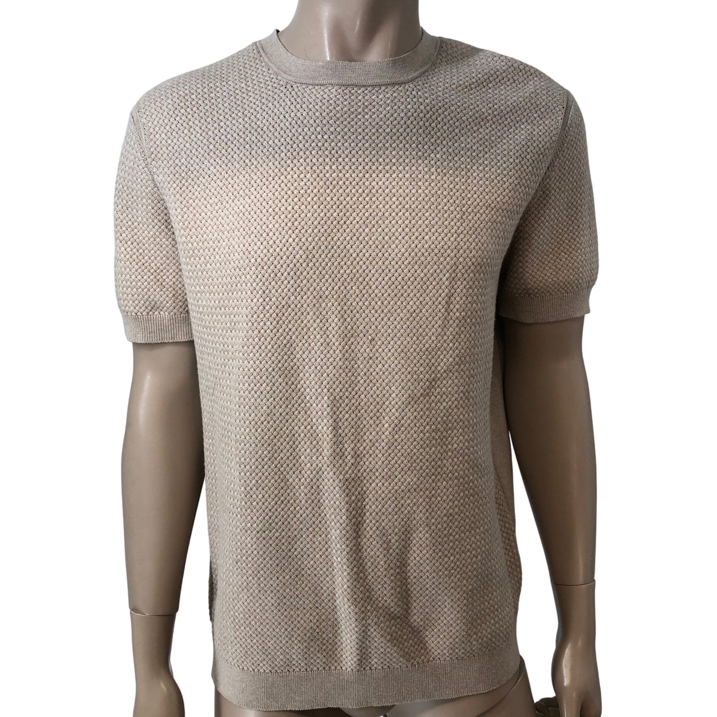 River Island Light Stone Short Sleeve Crew Neck Sweater L Men's Casual Knit