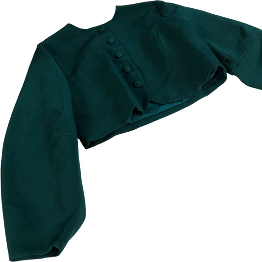 River Island Green Cropped Jacket Women's Button Front Long Sleeve