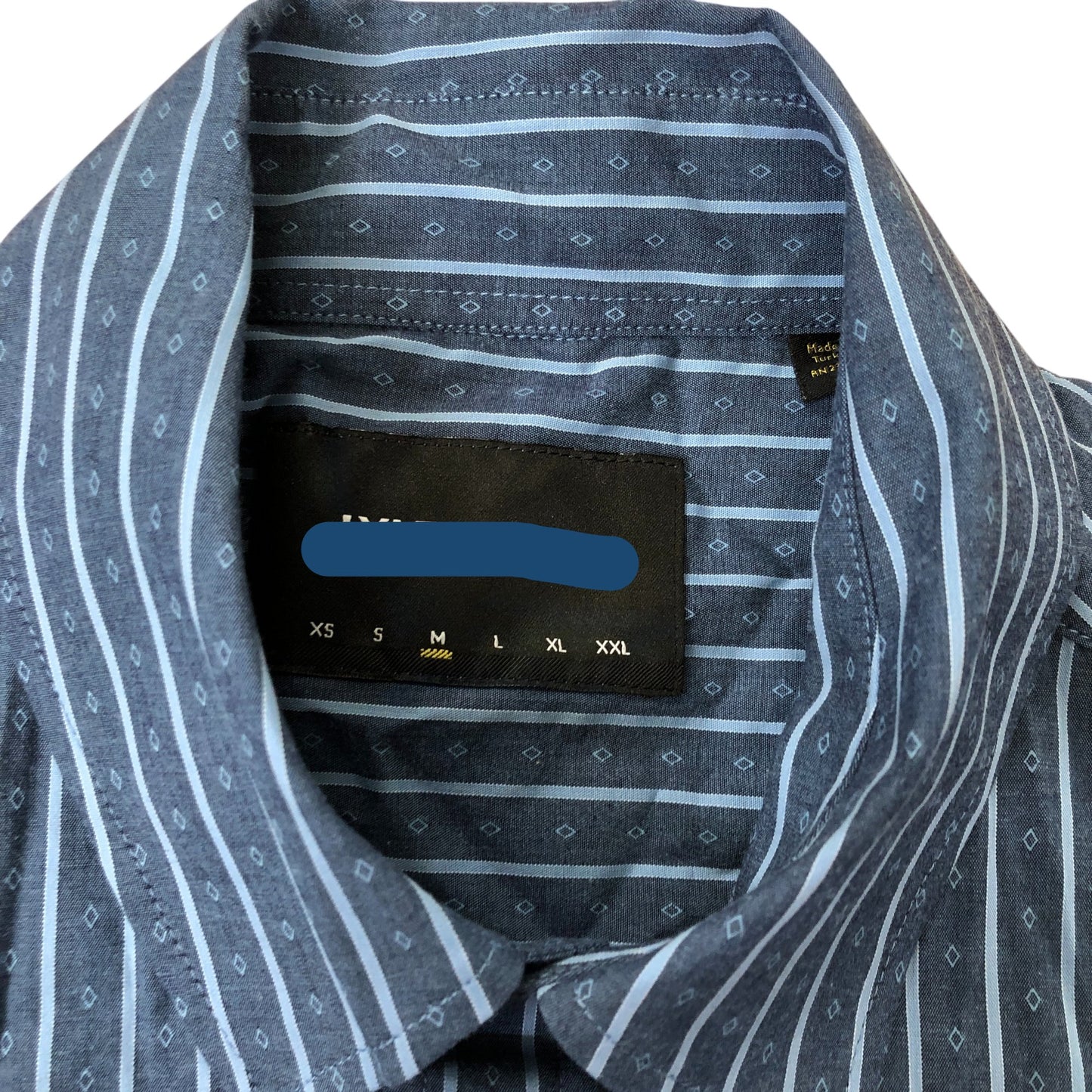 Navy Striped Casual Shirt Size Medium Men's Cotton Design