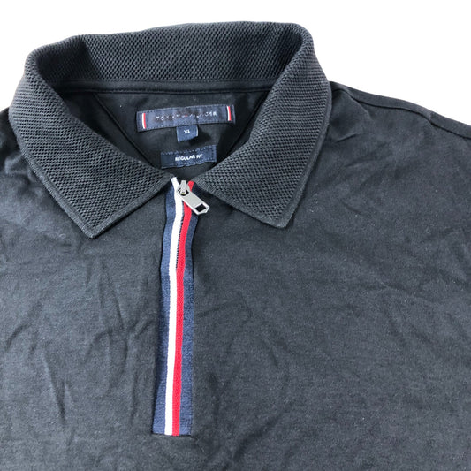 Tommy Hilfiger Polo Shirt XL Men Black Regular Fit Zip Collar Fashion