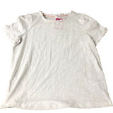 Women's White Top Size Soft Cotton Short Sleeve Ruffled Hem UK12