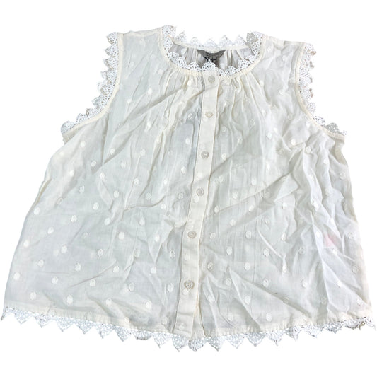River Island Crochet Trim Blouse UK6 Women's Cream Cotton Polka Dot Top