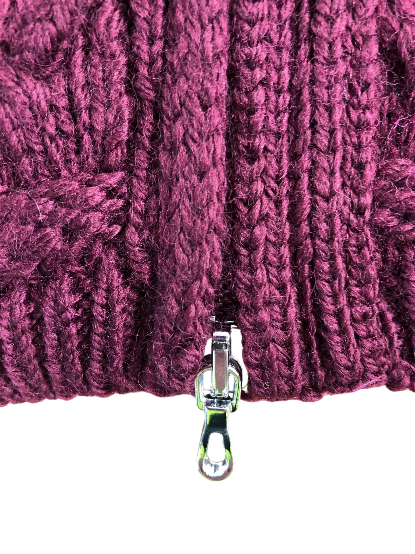 SAOL Ireland Ladies Side Zip Cardigan Merlot Cable Knit Large