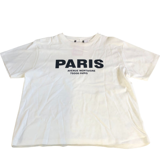Paris Avenue Montaigne T-Shirt UK Large Women's White Cotton Top