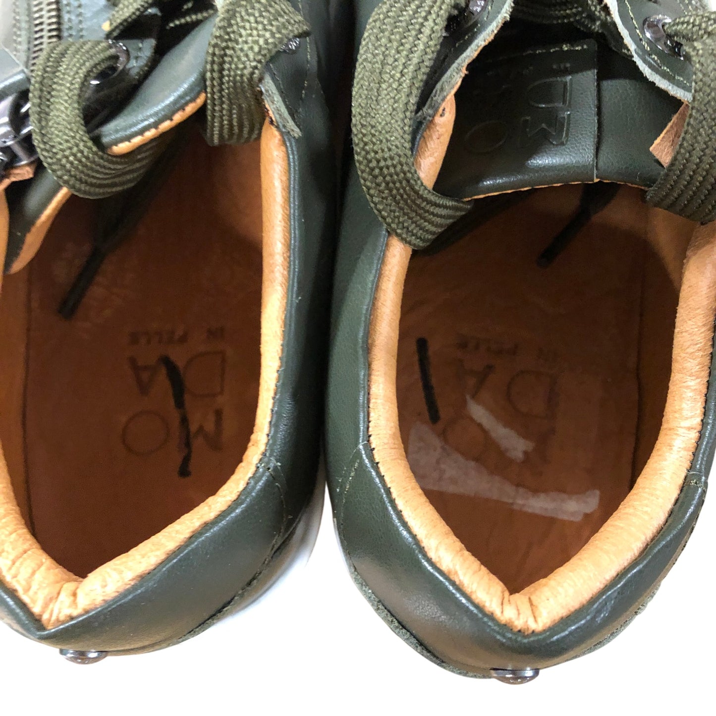 Moda Green Leather Trainers UK7 Women's Stylish Zip Detail Sneaker