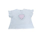 River Island Girls Top Size 9-10 White Heart Print Ruffled Sleeve T-Shirt