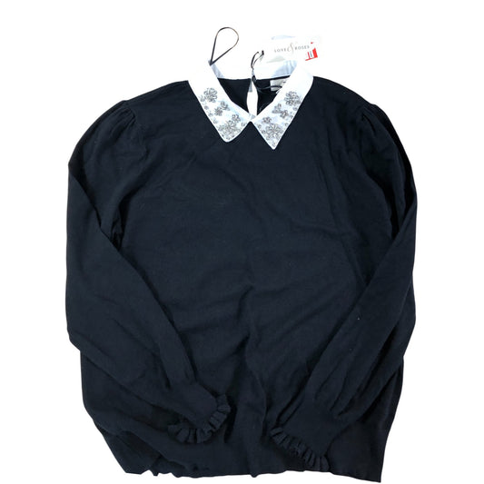 Love Roses Women's Black Sweater UK Size 20 With Embellished Collar