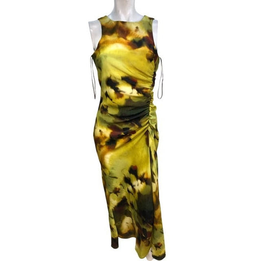 River Island Green Floral Midi Dress UK6 Women's Elegant Party Wear Style