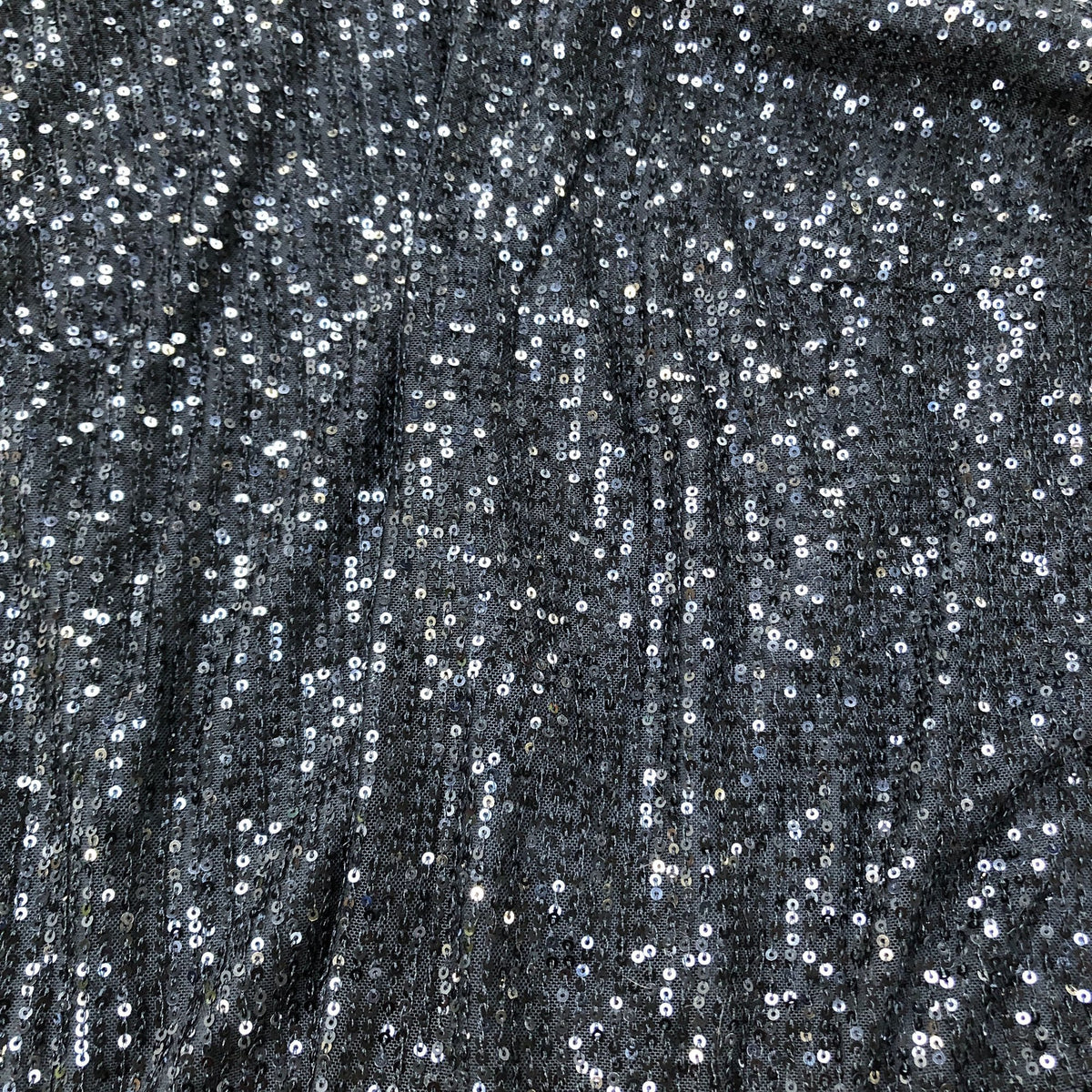 Sequin Blouse UK12 Women's Sparkly Black Top V Neck Party Wear