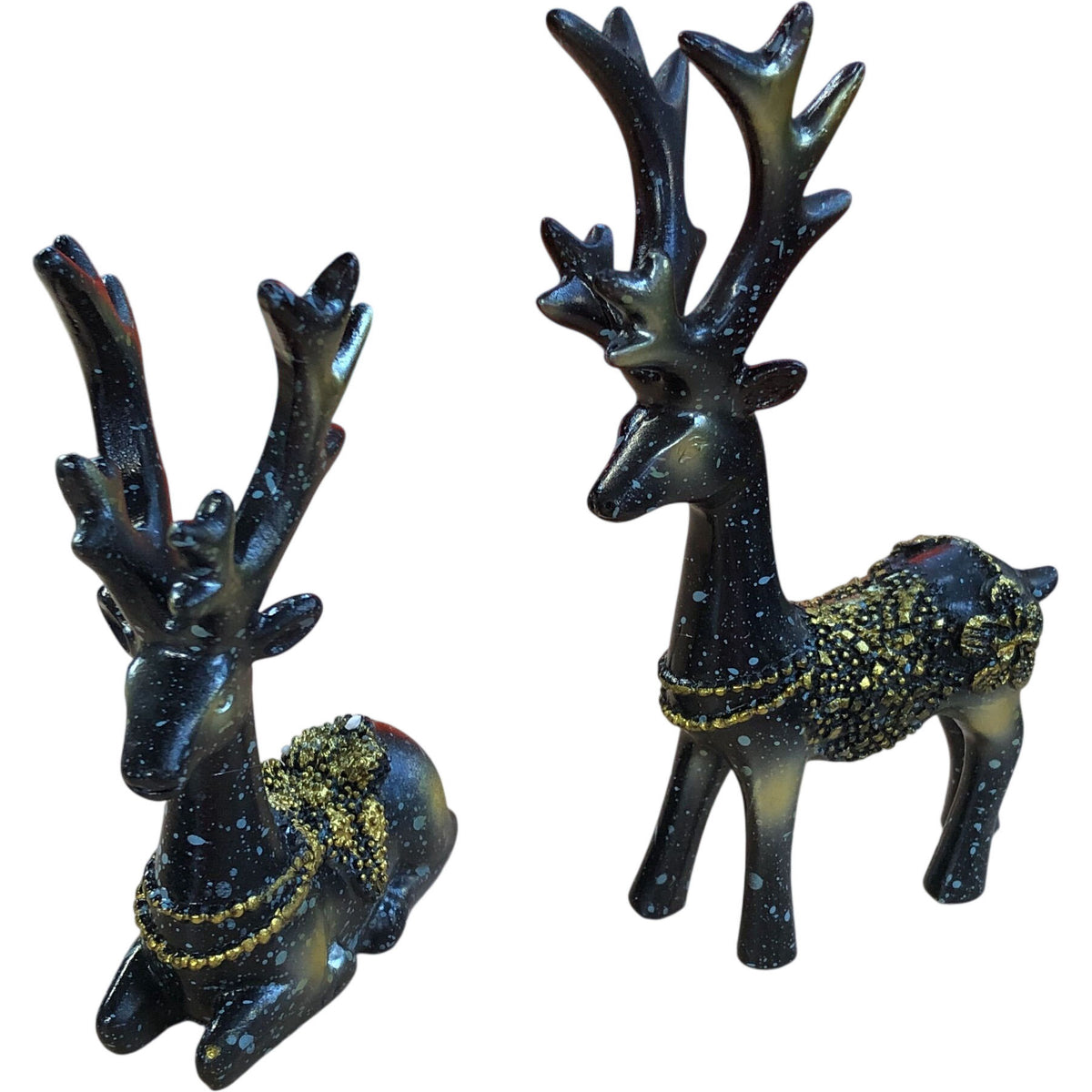 Pair of Resin Deer Ornaments Decorative Collectible Figurines Navy