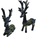 Pair of Resin Deer Ornaments Decorative Collectible Figurines Navy